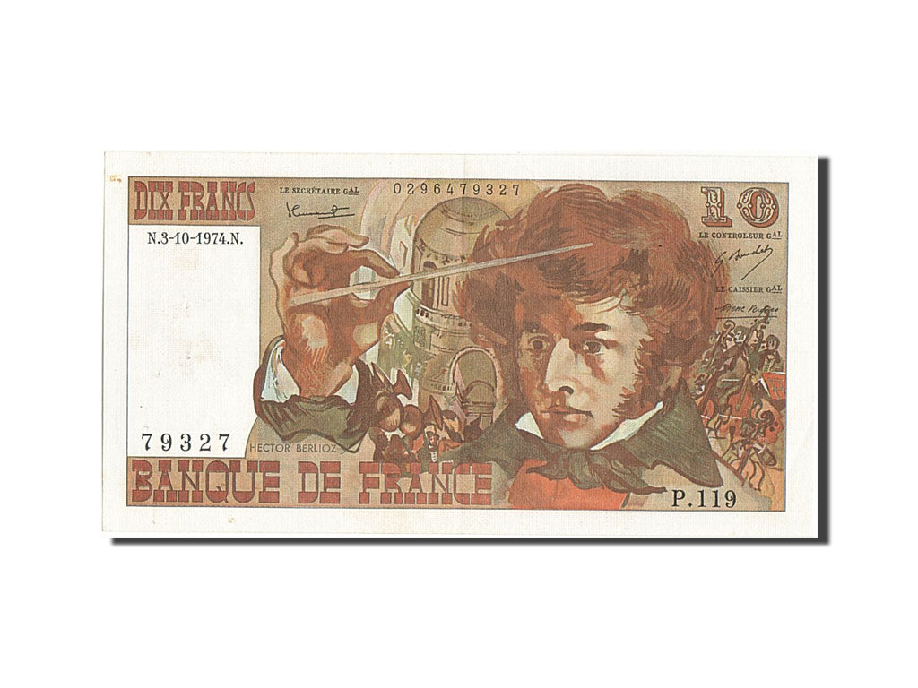 France, 10 Francs, 10 F 1972-1978 ''Berlioz'', 1974, KM #150a, 1974-10-03,...