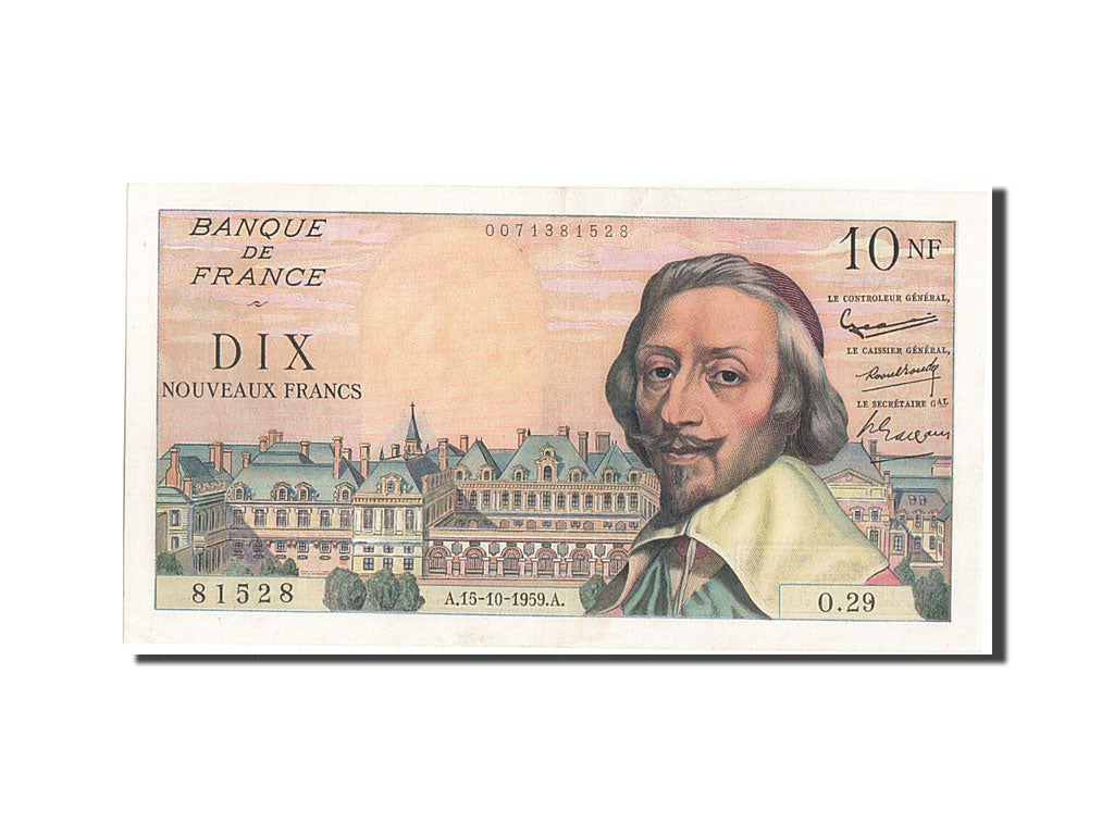 Geldschein, Frankreich, 10 Nouveaux Francs, 10 NF 1959-1963 ''Richelieu'', 1959