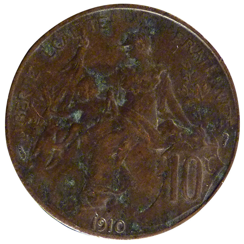 FRANCE, Dupuis, 10 Centimes, 1910, Paris, KM #843, AU(55-58), Bronze, 30,...