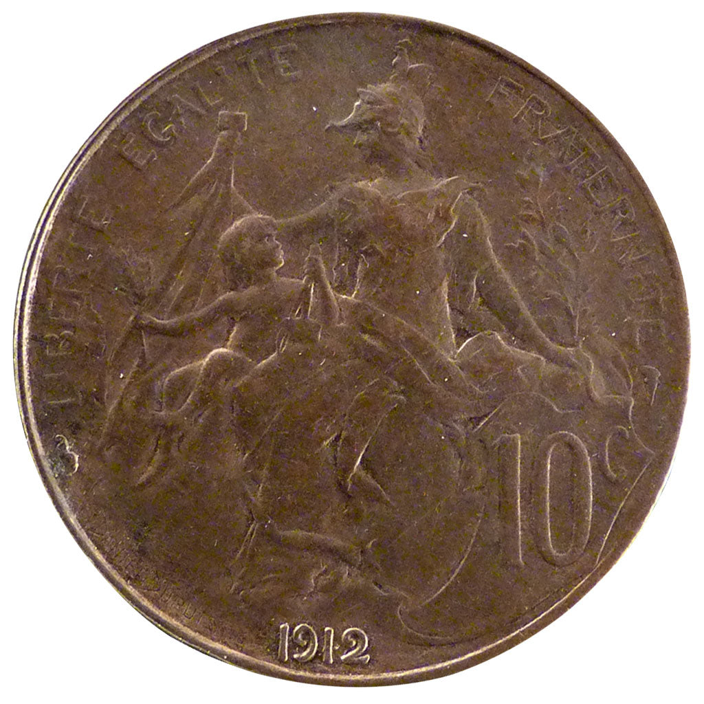 FRANCE, Dupuis, 10 Centimes, 1912, Paris, KM #843, AU(55-58), Bronze, 30,...