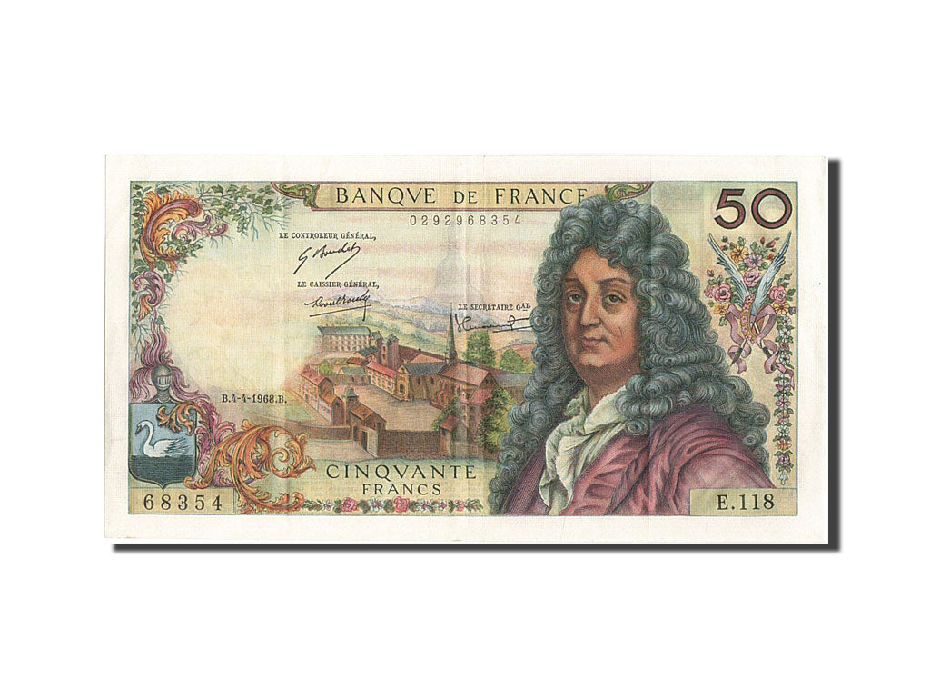 Geldschein, Frankreich, 50 Francs, 50 F 1962-1976 ''Racine'', 1968, 1968-04-04