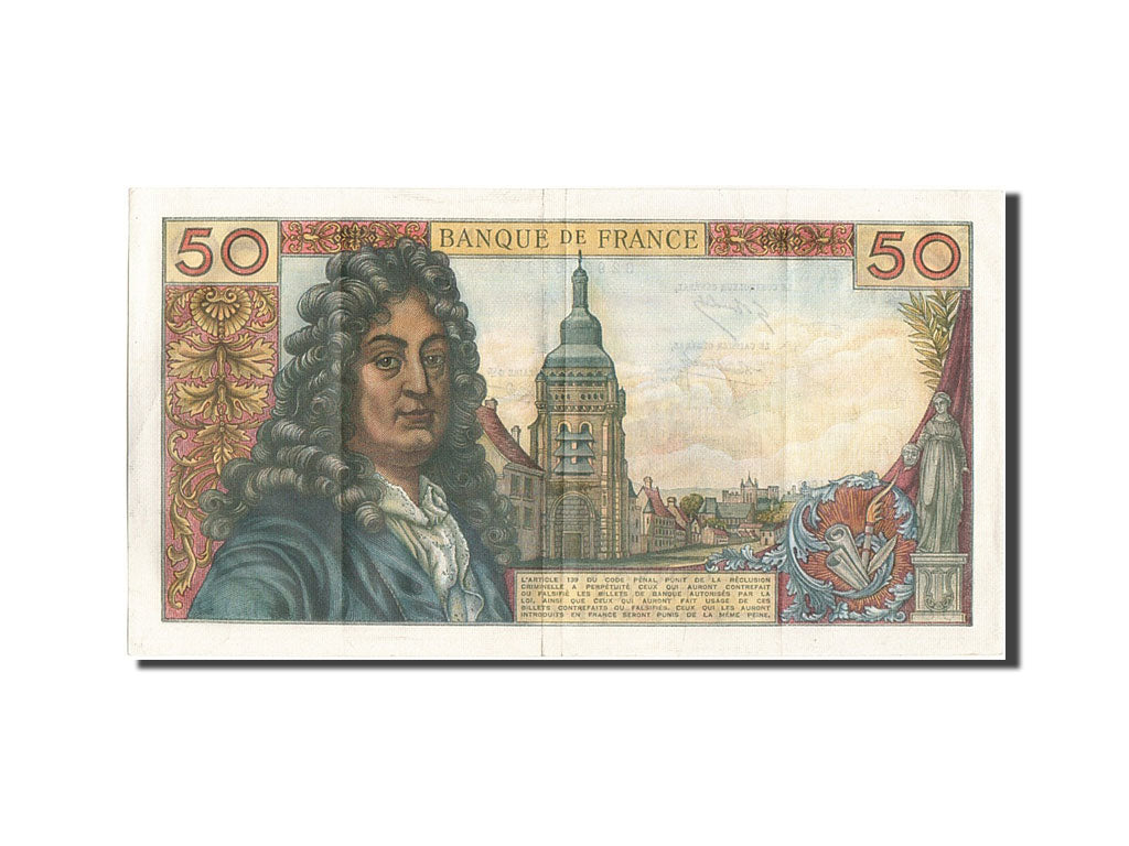 Geldschein, Frankreich, 50 Francs, 50 F 1962-1976 ''Racine'', 1968, 1968-04-04