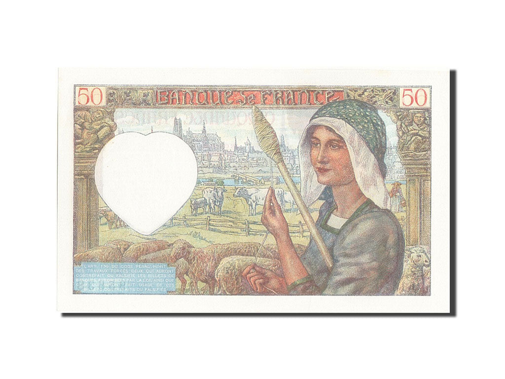 Banknot, Francja, 50 Francs, Jacques Coeur, 1942, 1942-01-08, UNC(65-70)