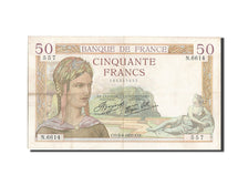 France, 50 Francs, 50 F 1934-1940 ''Cérès'', 1937, KM #85a, VF(30-35), N.6614, F