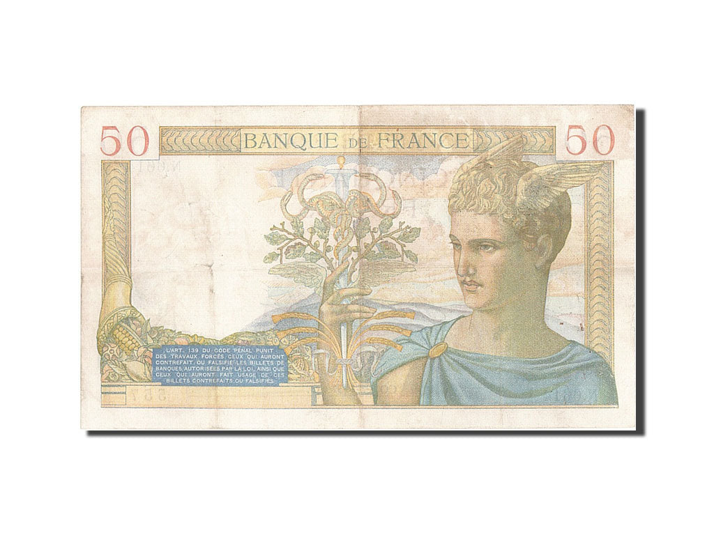 Francia, 50 Francs, 50 F 1934-1940 ''Cérès'', 1937, KM:85a, MB+, Fayette:18.1