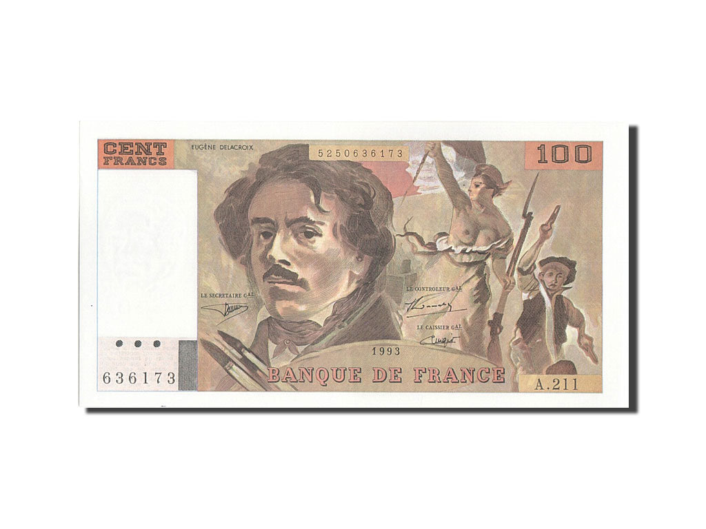Banknote, France, 100 Francs, 100 F 1978-1995 ''Delacroix'', 1993, UNC(65-70)