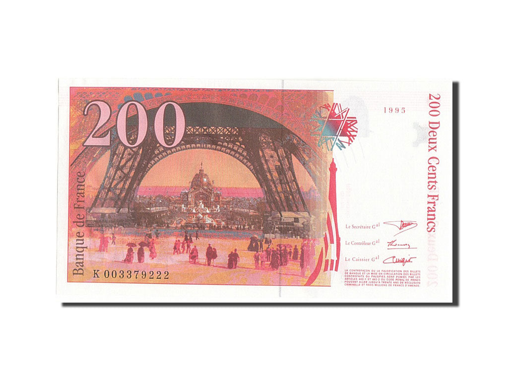 France, 200 Francs, 200 F 1995-1999 ''Eiffel'', 1995, KM #159a, UNC(64),...