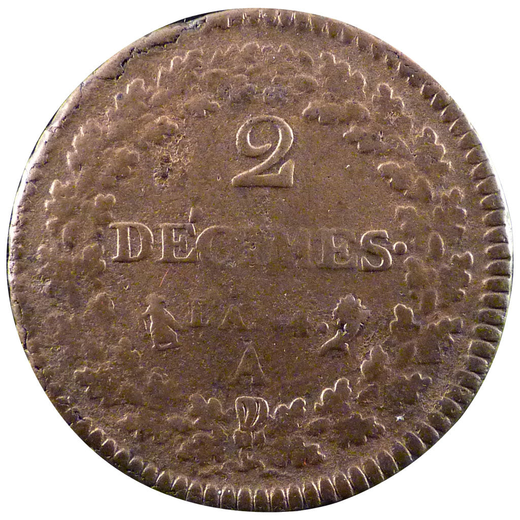 Monnaie, France, Dupré, 2 Décimes, 1796, Paris, TB, Bronze, Gadoury:300
