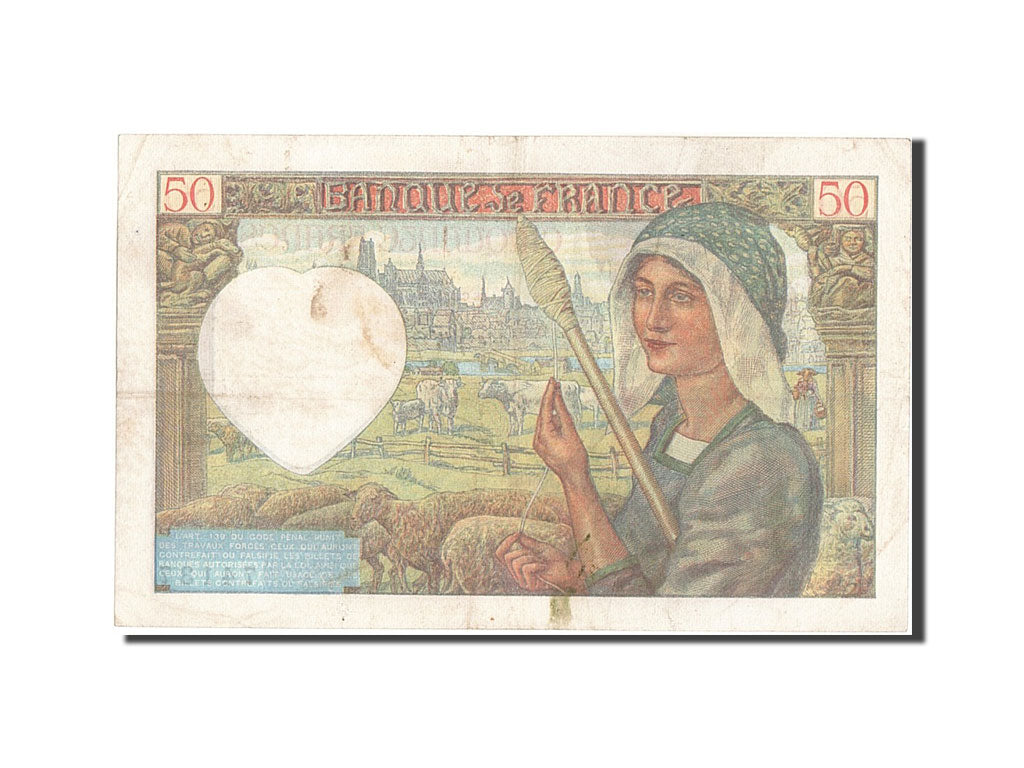 Banknot, Francja, 50 Francs, Jacques Coeur, 1941, AU(50-53), Fayette:19.9, KM:93
