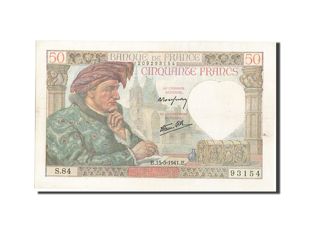 France, 50 Francs, 50 F 1940-1942 ''Jacques Coeur'', 1941, KM #93, 1941-05-15,..