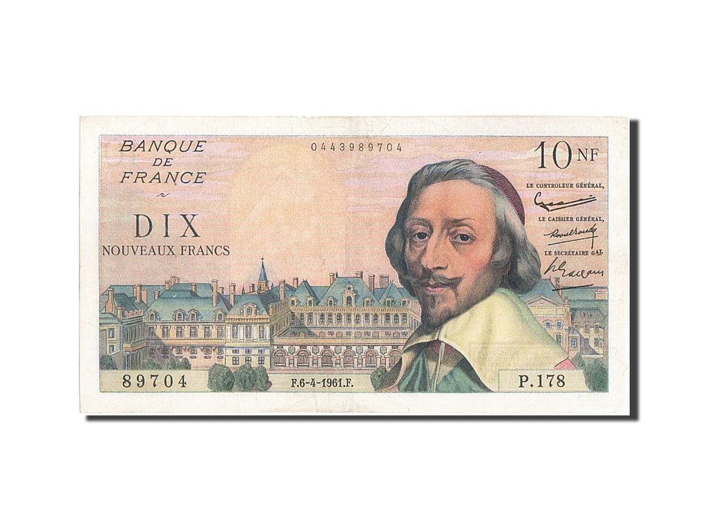 France, 10 Nouveaux Francs, 10 NF 1959-1963 ''Richelieu'', 1961, KM #142a,...