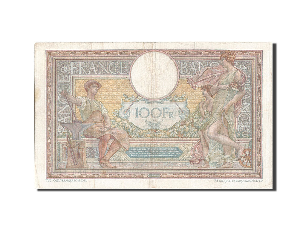 Billete, Francia, 100 Francs, 100 F 1908-1939 ''Luc Olivier Merson'', 1913