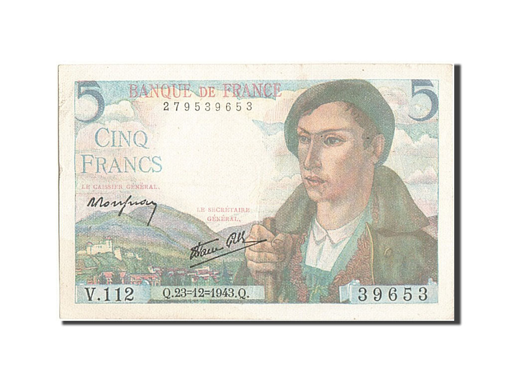 Biljet, Frankrijk, 5 Francs, 5 F 1943-1947 ''Berger'', 1943, 1943-12-23, SUP