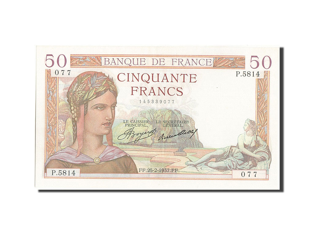 France, 50 Francs, 50 F 1934-1940 ''Cérès'', 1937, KM #81, 1937-02-25, U...