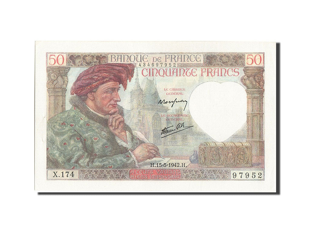 France, 50 Francs, 50 F 1940-1942 ''Jacques Coeur'', 1942, KM #93, 1942-05-15,..
