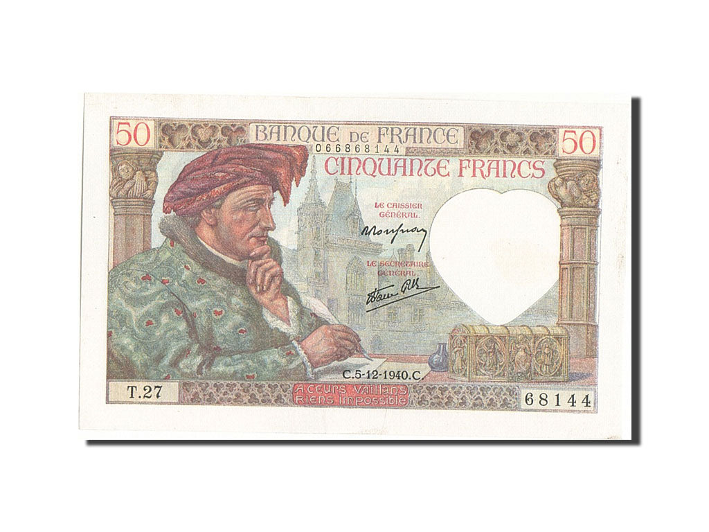 Banknote, France, 50 Francs, 50 F 1940-1942 ''Jacques Coeur'', 1940, 1940-12-05