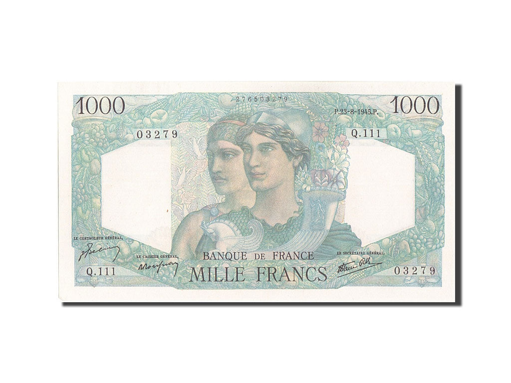 Banknote, France, 1000 Francs, 1 000 F 1945-1950 ''Minerve et Hercule'', 1945