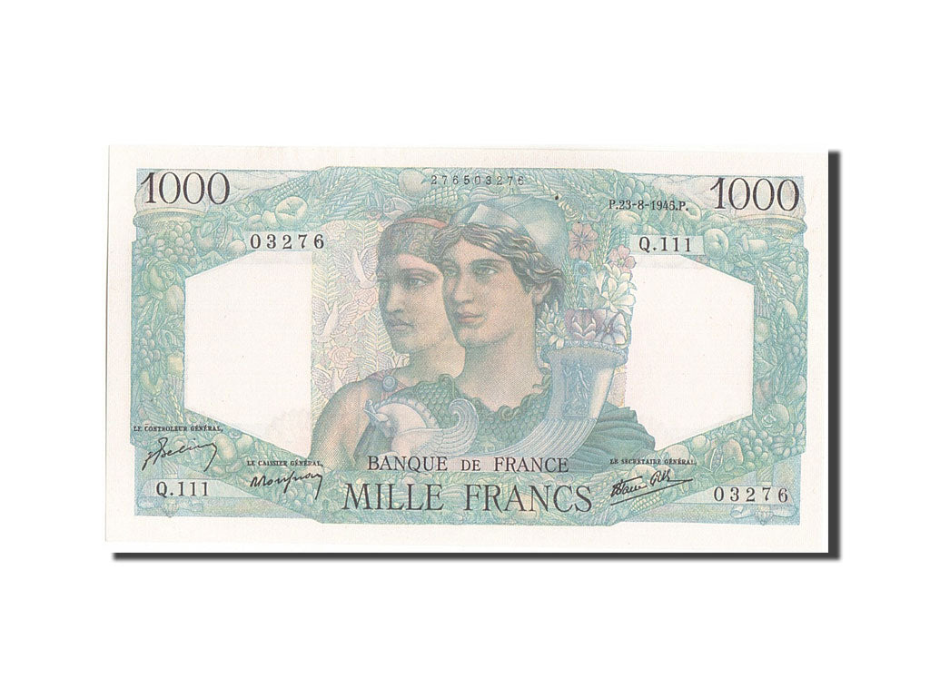 Banknote, Albania, 5 Franka Ari, 1 000 F 1945-1950 ''Minerve et Hercule'', 1945