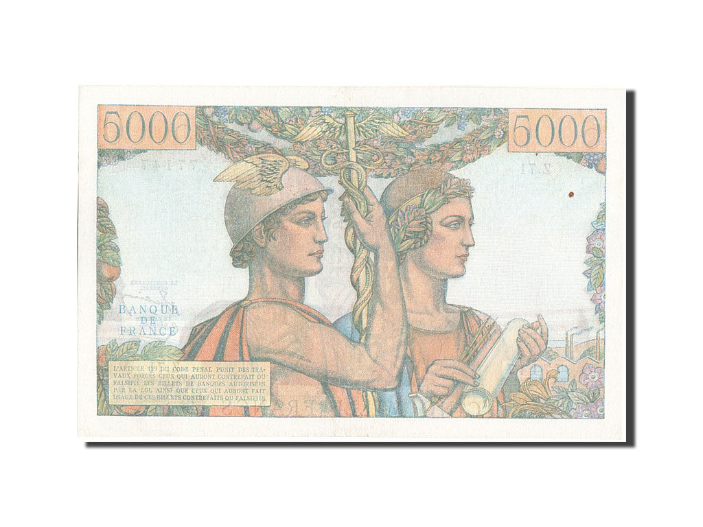 France, 5000 Francs, 5 000 F 1949-1957 ''Terre et Mer'', 1951, KM #131c,...