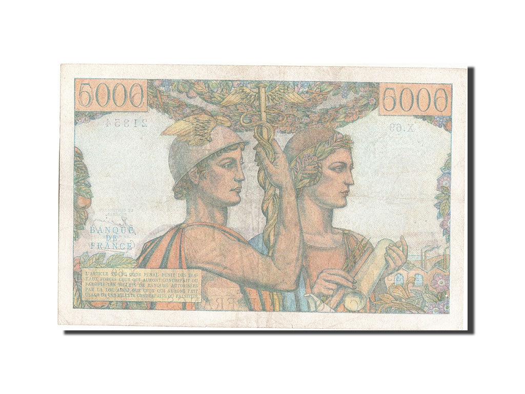France, 5000 Francs, 5 000 F 1949-1957 ''Terre et Mer'', 1951, KM #131c,...