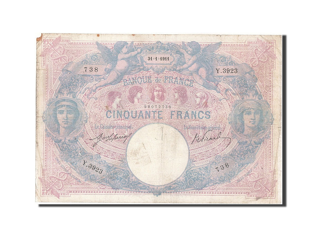 Billet, France, 50 Francs, 50 F 1889-1927 ''Bleu et Rose'', 1911, 1911-01-31