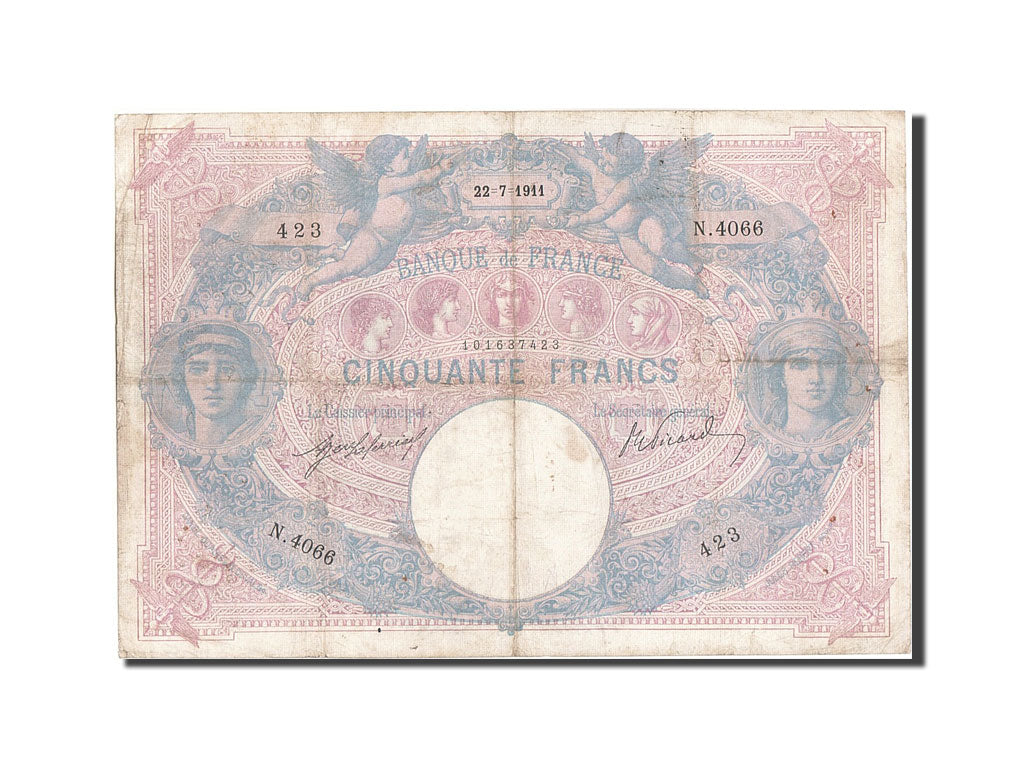 Banconote, Francia, 50 Francs, 50 F 1889-1927 ''Bleu et Rose'', 1911