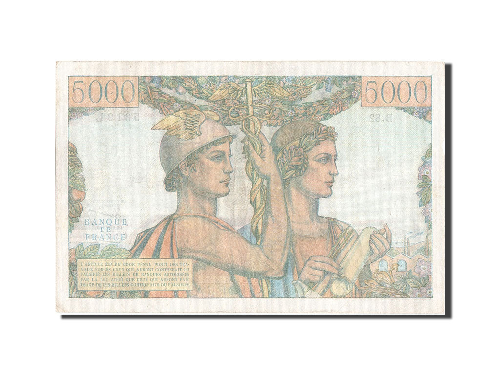 France, 5000 Francs, 5 000 F 1949-1957 ''Terre et Mer'', 1951, KM #131c,...