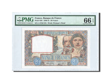 France, 20 Francs, Science et Travail, 1940, KM:92b, PMG Gem UNC 66