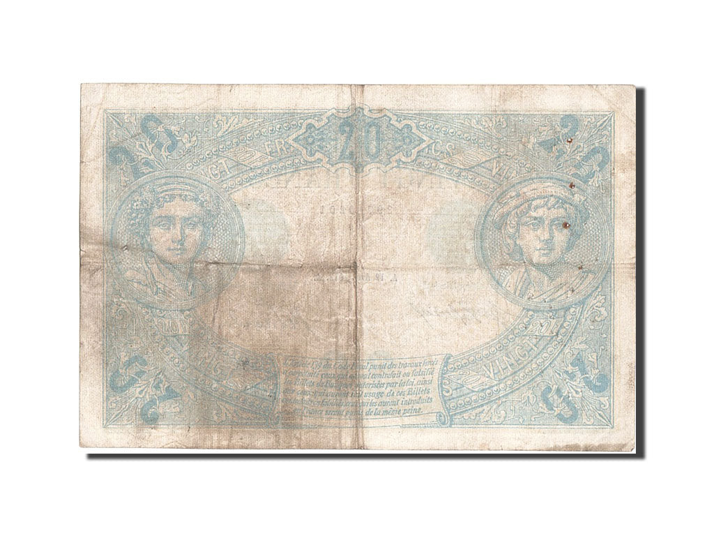 Banknote, France, 20 Francs, 20 F 1905-1913 ''Bleu'', 1912, 1912-04-12