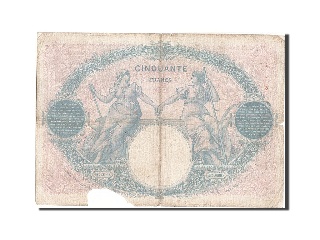 France, 50 Francs, 50 F 1889-1927 ''Bleu et Rose'', 1923, KM #64g, 1923-05-18,..