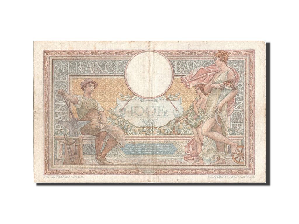 Biljet, Frankrijk, 100 Francs, 100 F 1908-1939 ''Luc Olivier Merson'', 1938