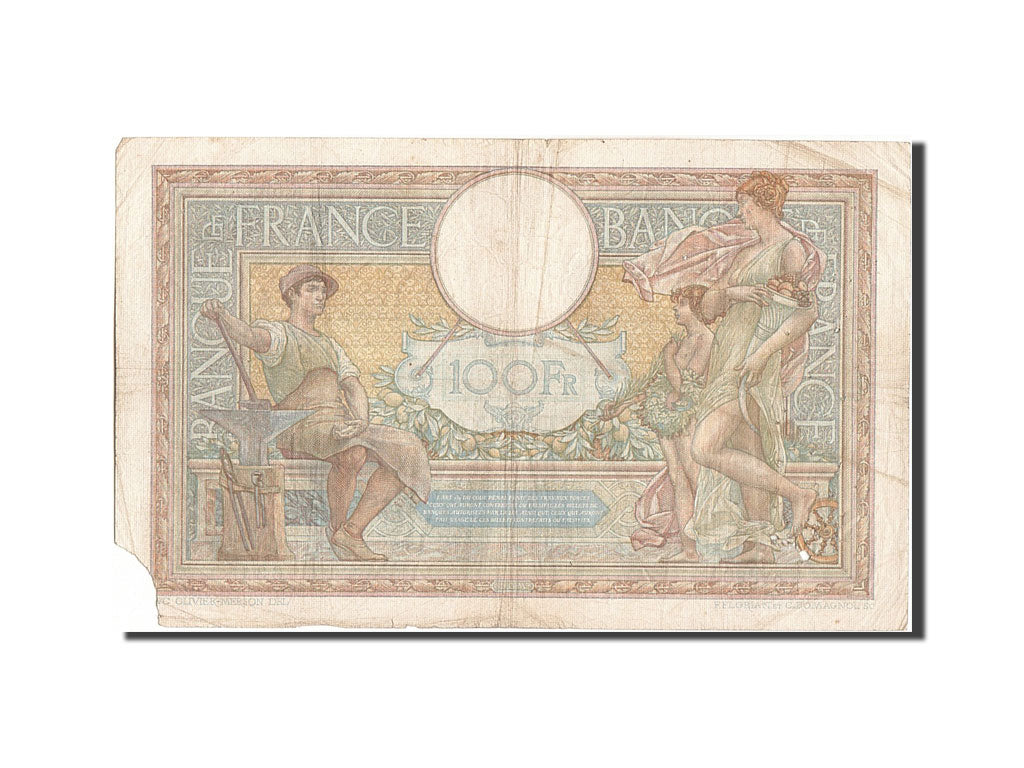 Banknote, France, 100 Francs, 100 F 1908-1939 ''Luc Olivier Merson'', 1938