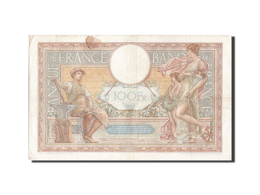 Banknote, France, 100 Francs, 100 F 1908-1939 ''Luc Olivier Merson'', 1938