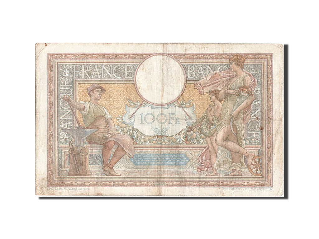 Banknote, France, 100 Francs, 100 F 1908-1939 ''Luc Olivier Merson'', 1938