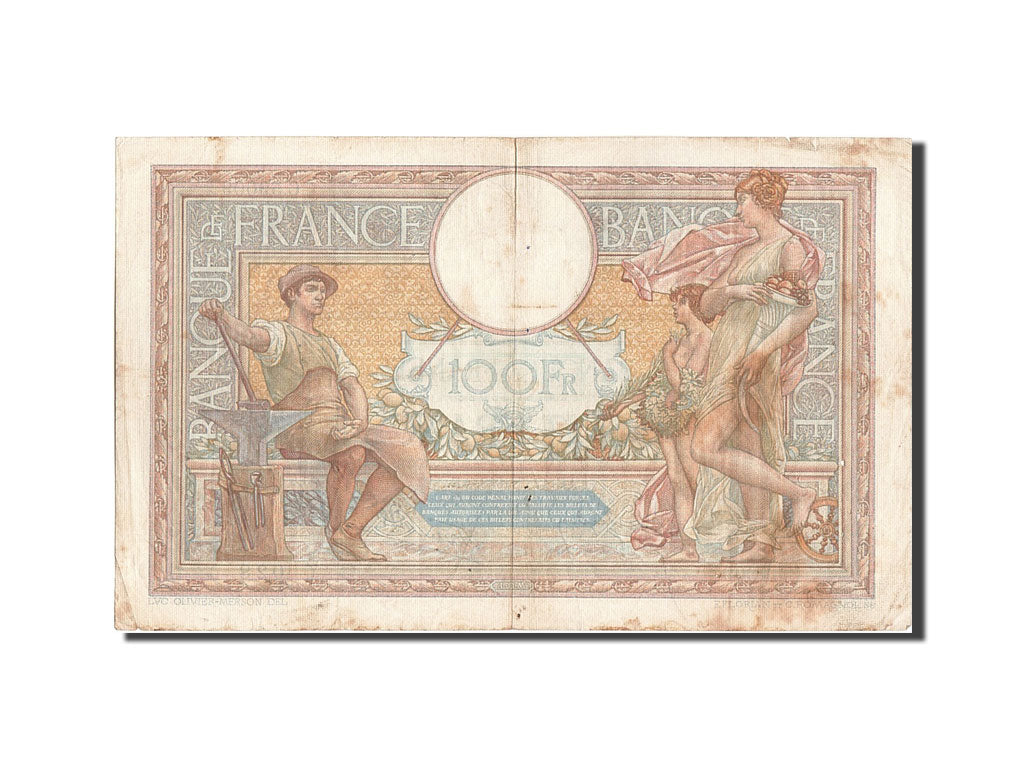 Banknote, France, 100 Francs, 100 F 1908-1939 ''Luc Olivier Merson'', 1938