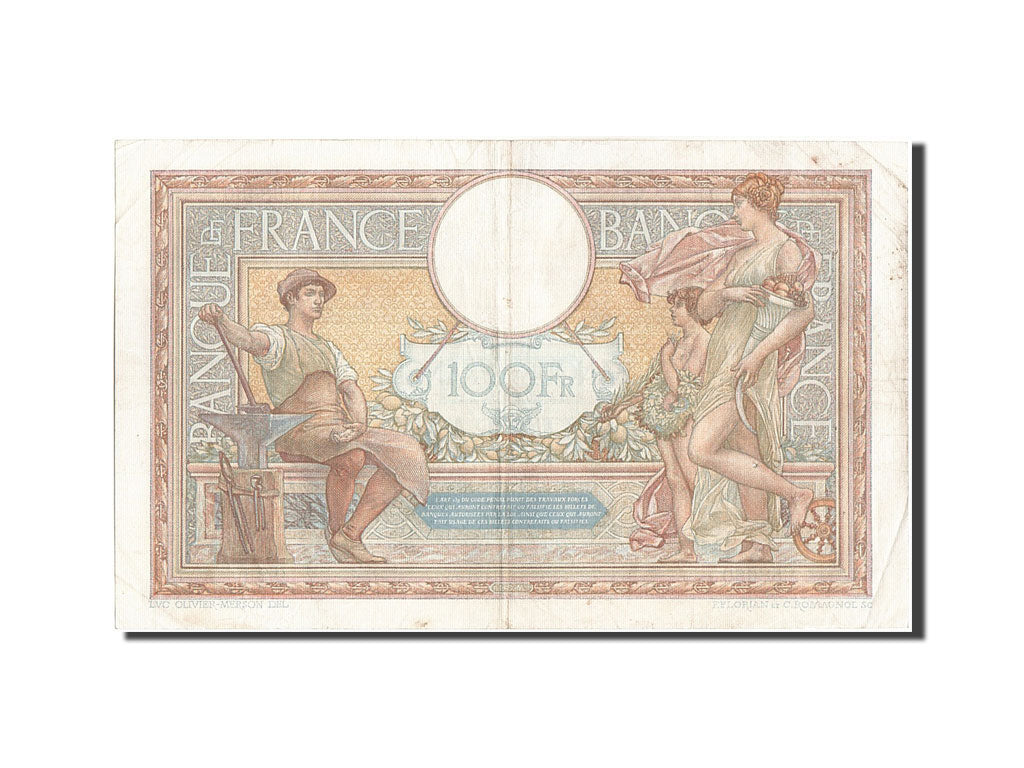 France, 100 Francs, 100 F 1908-1939 ''Luc Olivier Merson'', 1938, KM #86b,...