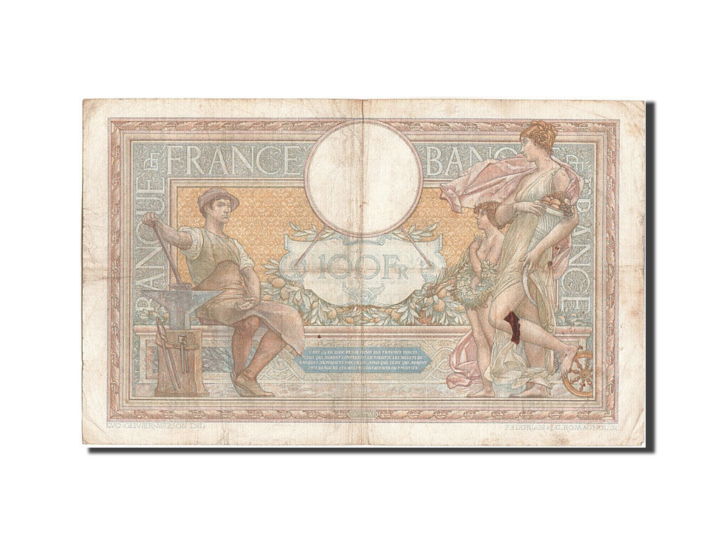 Banknote, France, 100 Francs, 100 F 1908-1939 ''Luc Olivier Merson'', 1938