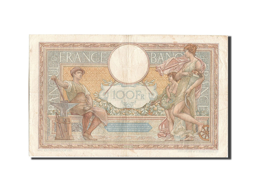 Banknote, France, 100 Francs, 100 F 1908-1939 ''Luc Olivier Merson'', 1938