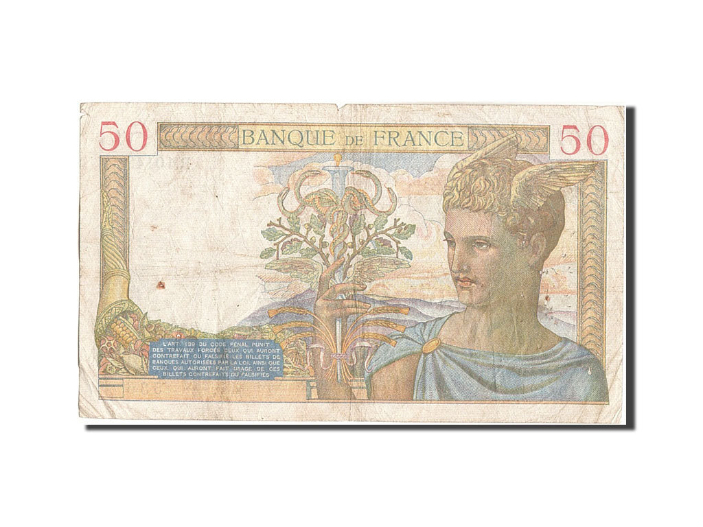 Francia, 50 Francs, 50 F 1934-1940 ''Cérès'', 1939, KM:85b, 1939-04-13, B,...