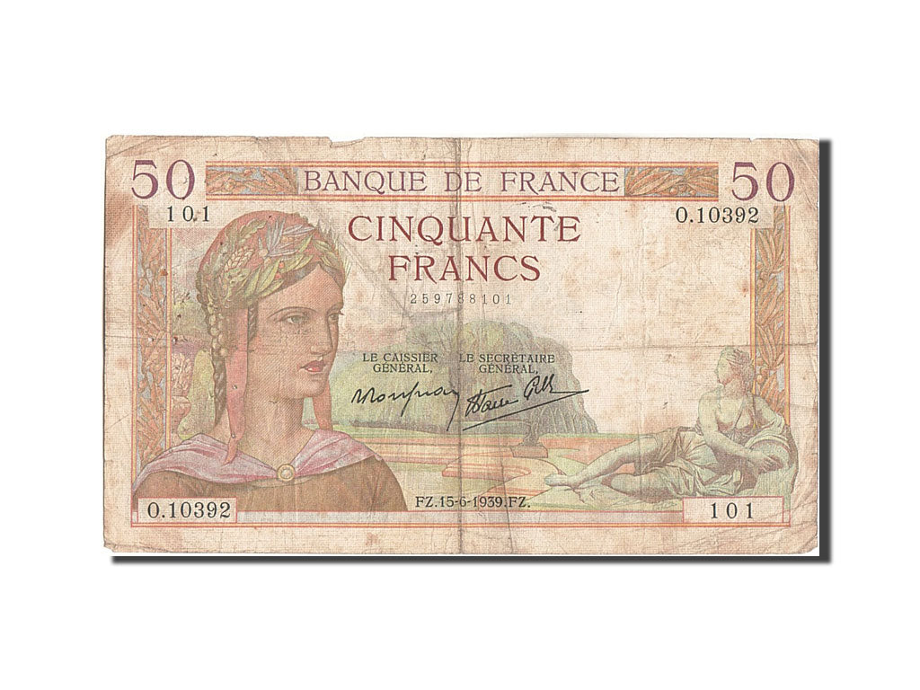 Banknote, France, 50 Francs, 50 F 1934-1940 ''Cérès'', 1939, 1939-06-15