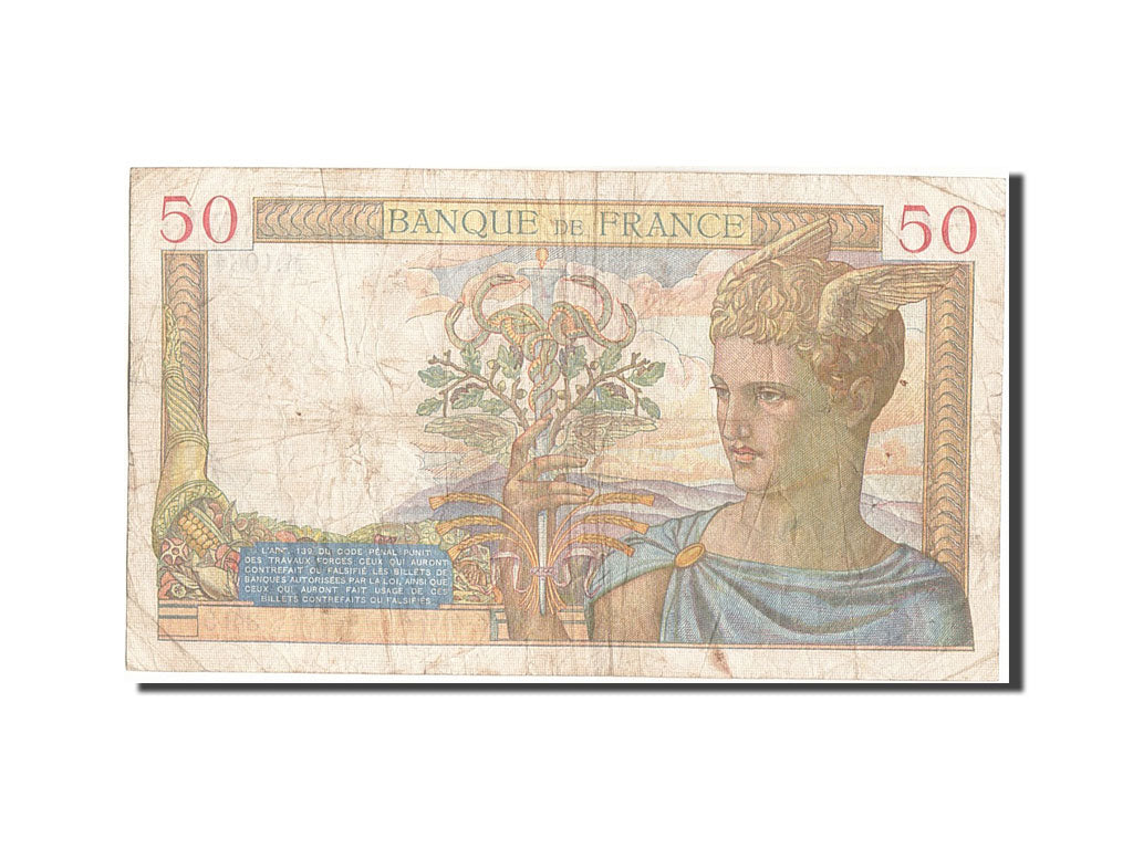 France, 50 Francs, 100 F 1908-1939 ''Luc Olivier Merson'', 1939, KM #85b,...