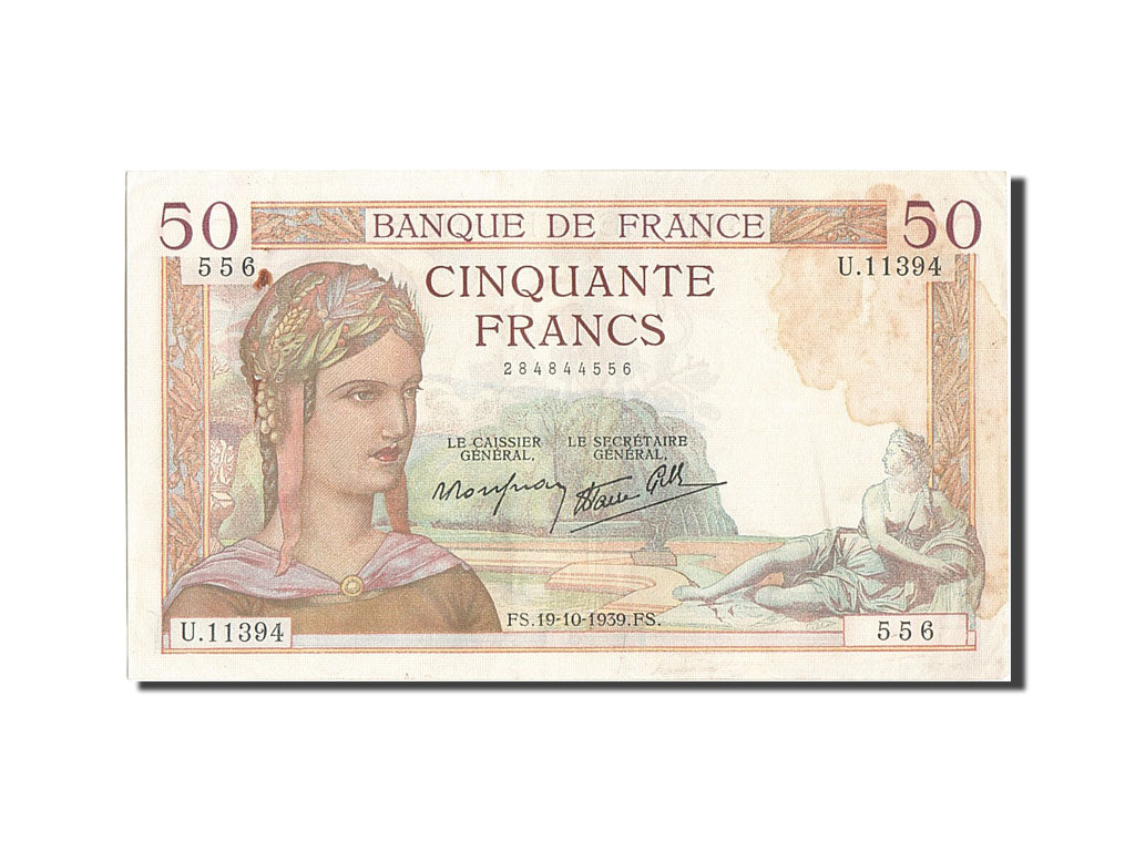 Biljet, Frankrijk, 50 Francs, 50 F 1934-1940 ''Cérès'', 1939, 1939-10-19, TB