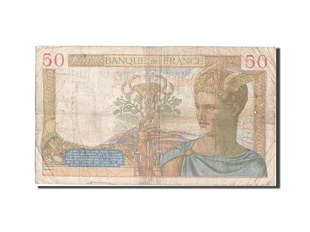 France, 50 Francs, 50 F 1934-1940 ''Cérès'', 1940, KM #85b, 1940-02-08, VG(8-10)