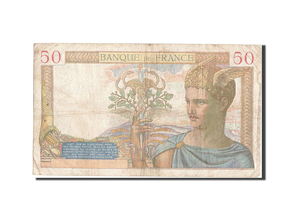 France, 50 Francs, 50 F 1934-1940 ''Cérès'', 1940, KM #85b, 1940-02-22, VG(8-10)