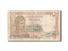 France, 50 Francs, 50 F 1934-1940 ''Cérès'', 1940, KM #85b, 1940-03-14, VG(8-10)