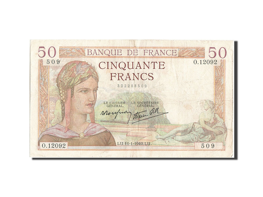Banknot, Francja, 50 Francs, Cérès, 1940, 1940-01-11, VF(20-25)