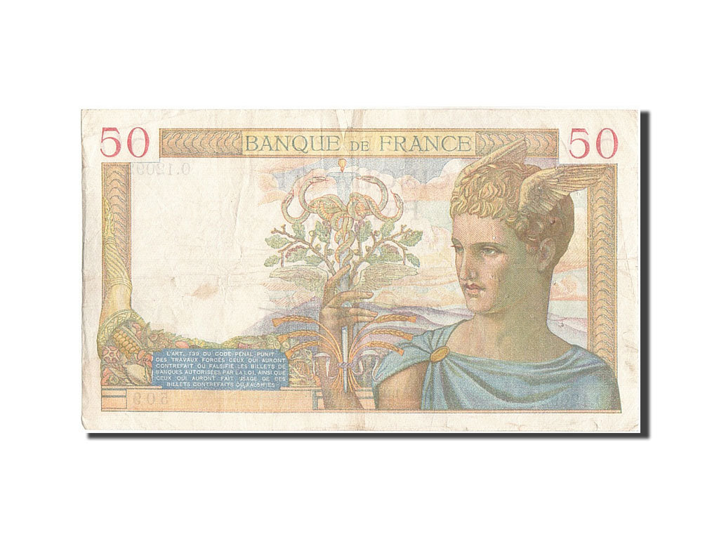 Banknot, Francja, 50 Francs, Cérès, 1940, 1940-01-11, VF(20-25)
