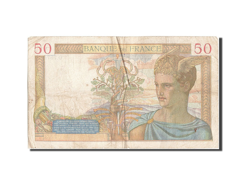 Banconote, Francia, 50 Francs, 50 F 1934-1940 ''Cérès'', 1938, 1938-03-31, MB