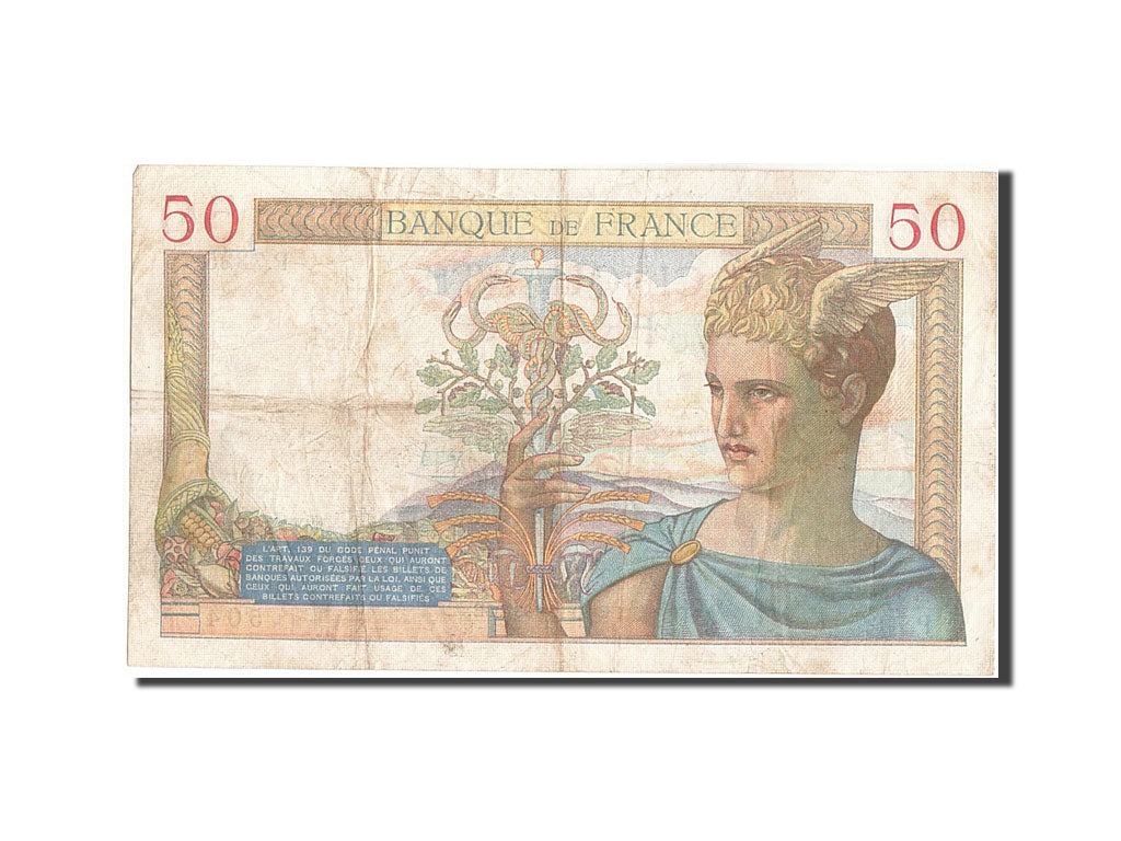 France, 50 Francs, 50 F 1934-1940 ''Cérès'', 1937, KM #85b, 1937-12-30, V...