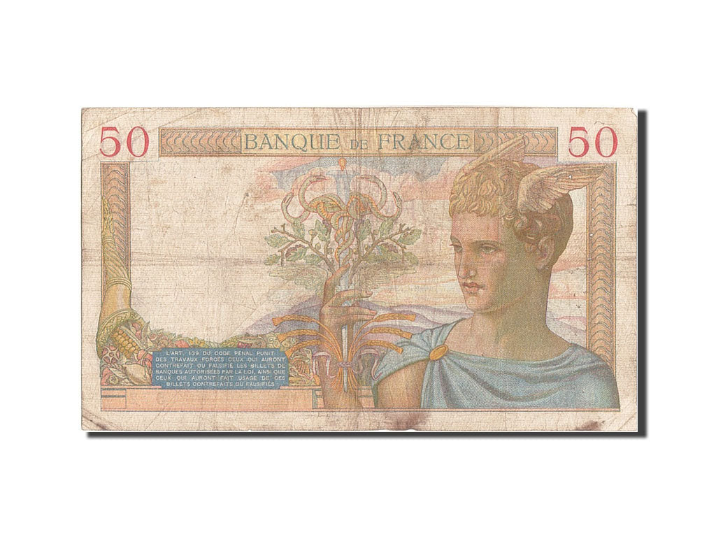 France, 50 Francs, 50 F 1934-1940 ''Cérès'', 1935, KM #81, 1935-12-05, VG(8-10),
